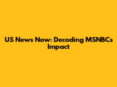 US News Now: Decoding MSNBC's Impact