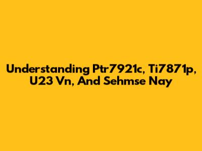 Understanding Ptr7921c, Ti7871p, U23 Vn, And Sehmse Nay