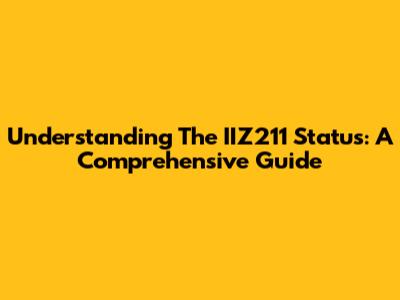 Understanding The IIZ211 Status: A Comprehensive Guide