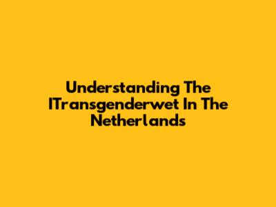 Understanding The ITransgenderwet In The Netherlands