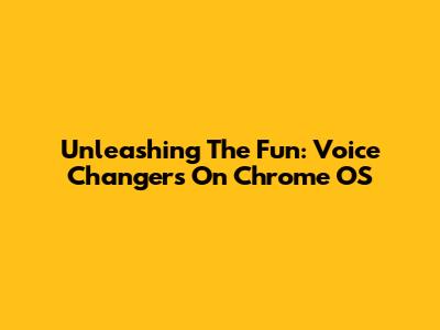Unleashing The Fun: Voice Changers On Chrome OS