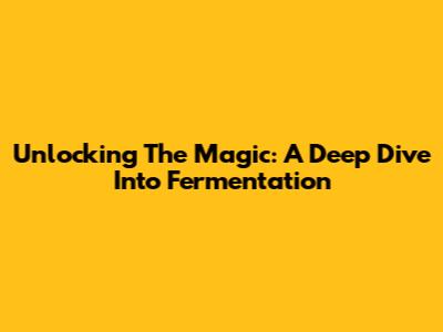 Unlocking The Magic: A Deep Dive Into Fermentation