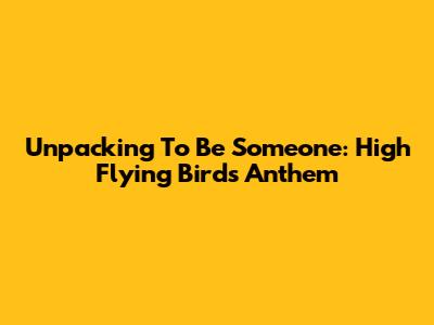 Unpacking 'To Be Someone': High Flying Birds' Anthem