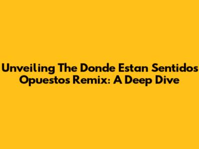Unveiling The 'Donde Estan Sentidos Opuestos Remix': A Deep Dive