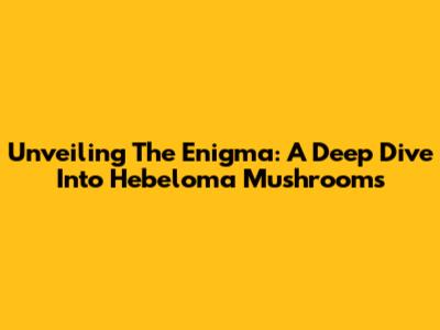 Unveiling The Enigma: A Deep Dive Into Hebeloma Mushrooms