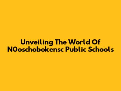 Unveiling The World Of N0oschobokensc Public Schools