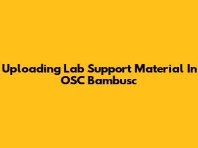 Uploading Lab Support Material In OSC Bambusc