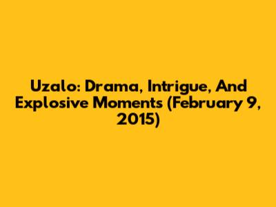 Uzalo: Drama, Intrigue, And Explosive Moments (February 9, 2015)
