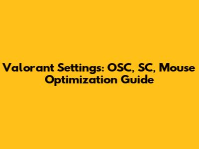 Valorant Settings: OSC, SC, Mouse Optimization Guide