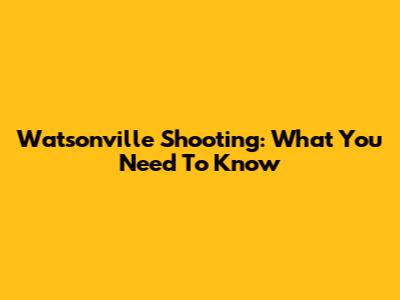 Watsonville Shooting: What You Need To Know