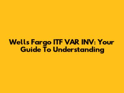 Wells Fargo ITF VAR INV: Your Guide To Understanding