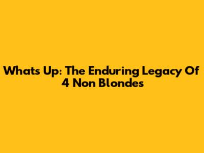 What's Up: The Enduring Legacy Of 4 Non Blondes