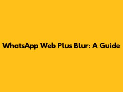 WhatsApp Web Plus Blur: A Guide