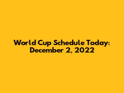 World Cup Schedule Today: December 2, 2022