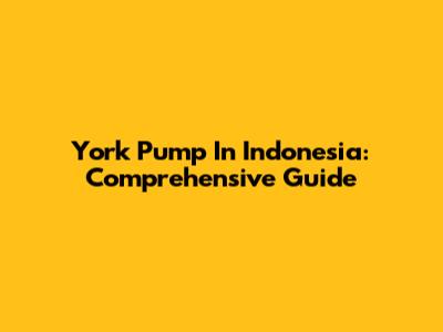 York Pump In Indonesia: Comprehensive Guide