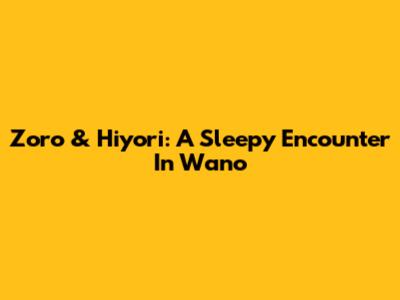 Zoro & Hiyori: A Sleepy Encounter In Wano